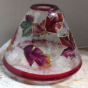 Yankee Candle Autumn Leaf Glass Holder - Red and Green